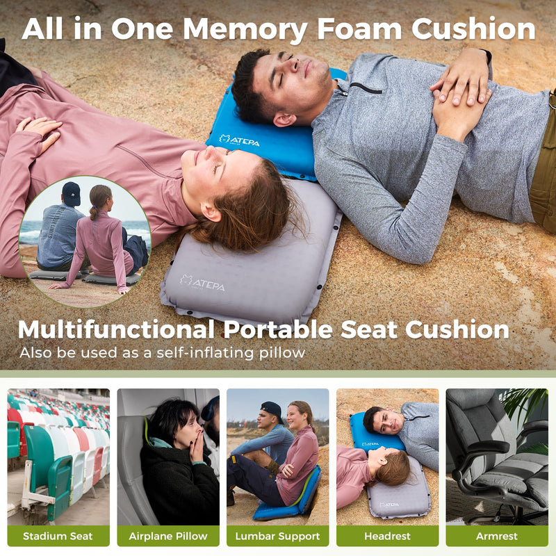 Load image into Gallery viewer, ATEPA BUBBLE 6.5 Self-Inflating Memory Foam Seat Cushion
