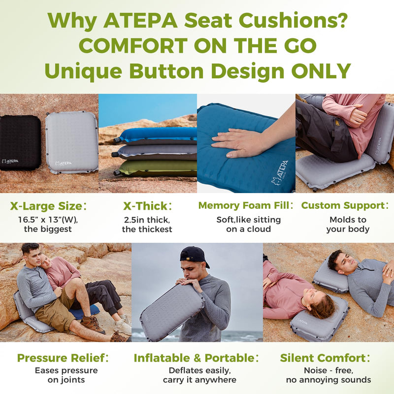 Load image into Gallery viewer, ATEPA BUBBLE 6.5 Self-Inflating Memory Foam Seat Cushion
