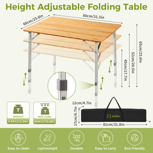 ATEPA Bamboo Table 8060 Coffee Table Picnic Table