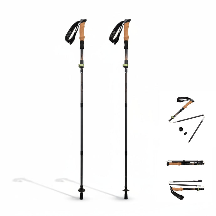 ATEPA Ultralight Carbon Fiber Trekking Poles, 2-Pack Collapsible Hiking Sticks with Anti-Shock, Quick Lock for Mountain Backpacking, Men & Women