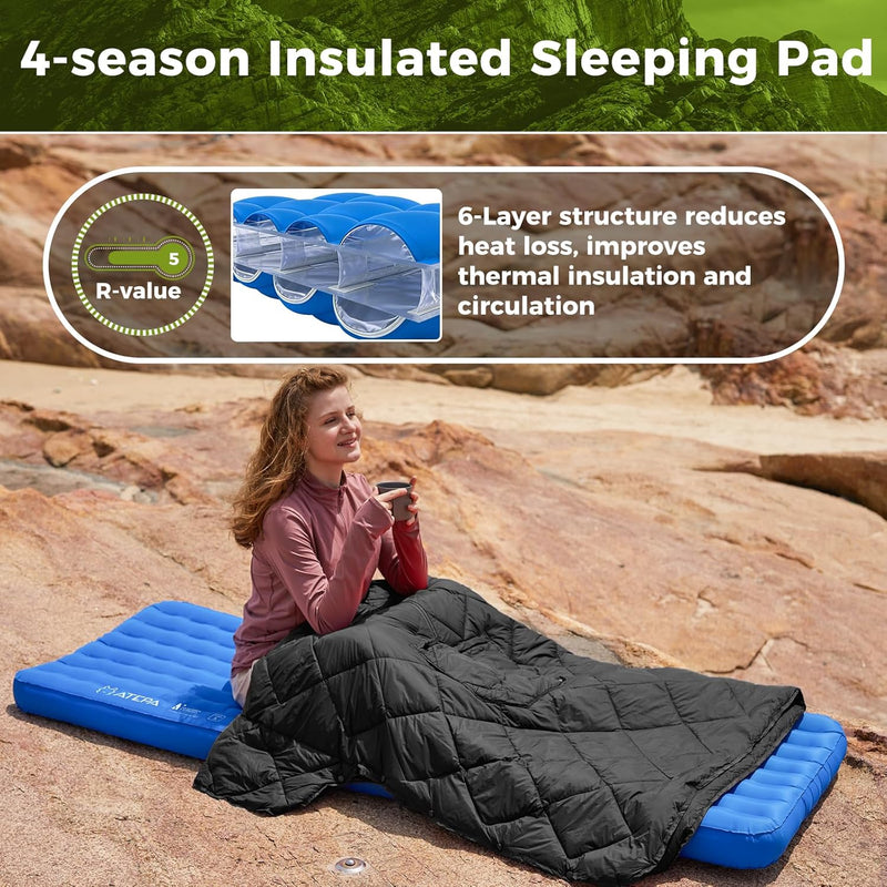 Load image into Gallery viewer, ATEPA EdgeX 5 Ultralight Sleeping Pad – R-Value 5.0, Insulated Inflatable Pad for 3-Season &amp; Winter Backpacking
