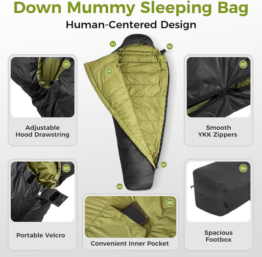 ATEPA Elements 450 Coldmaster™ Mummy Sleeping Bag 42.8°F to 6.8°F