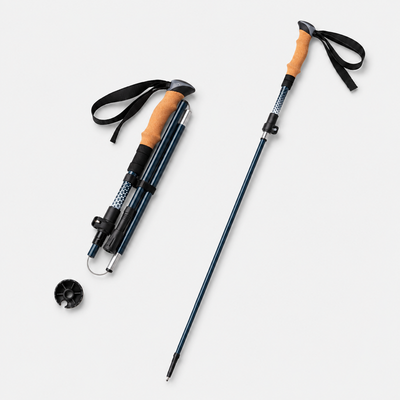 Laden Sie das Bild in Galerie -Viewer, ATEPA FLYTREK Z1 Carbon Fiber Trekking Pole, 5-Section Folding Hiking Pole, 45.3-53.1" Adjustable, Cork EVA Grip, 8.1 oz, 15" Packed
