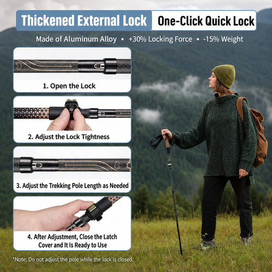 ATEPA FLYTREK Z1 Carbon Fiber Trekking Pole, 5-Section Folding Hiking Pole, 45.3-53.1" Adjustable, Cork EVA Grip, 8.1 oz, 15"