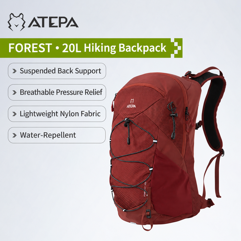 Load image into Gallery viewer, ATEPA FOREST Day &amp; Multi-Day Hiking Backpack 20L Lightweight Hydration-Ready Pack with Rain Cover - 20L
