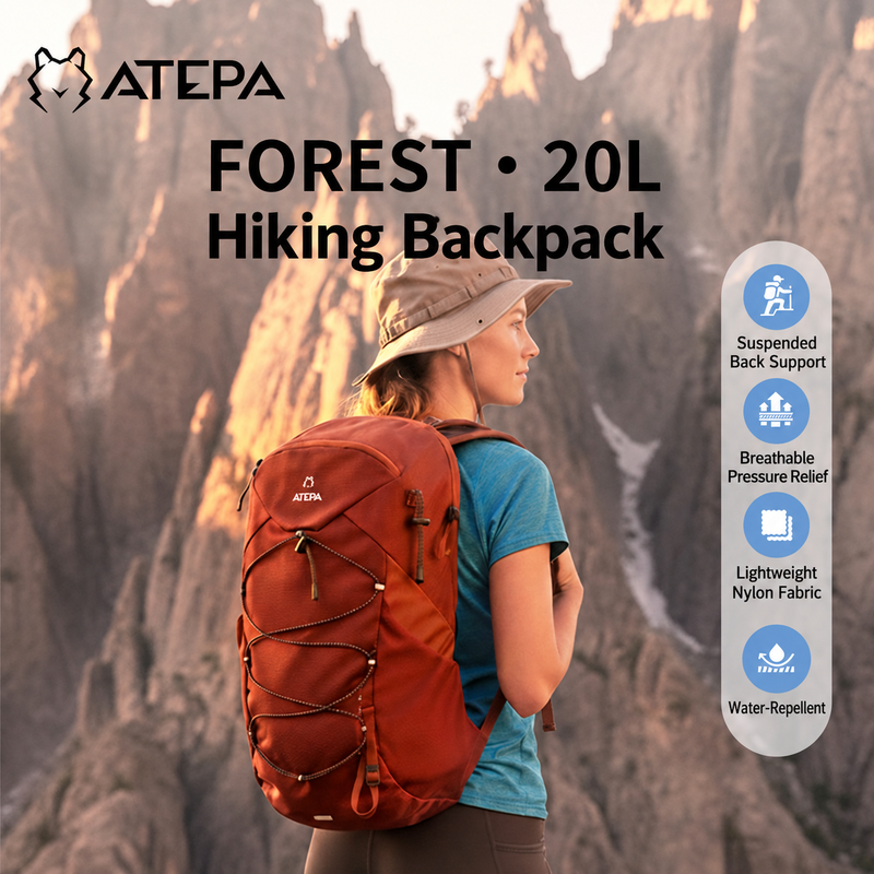 Load image into Gallery viewer, ATEPA FOREST Day &amp; Multi-Day Hiking Backpack 20L Lightweight Hydration-Ready Pack with Rain Cover - 20L
