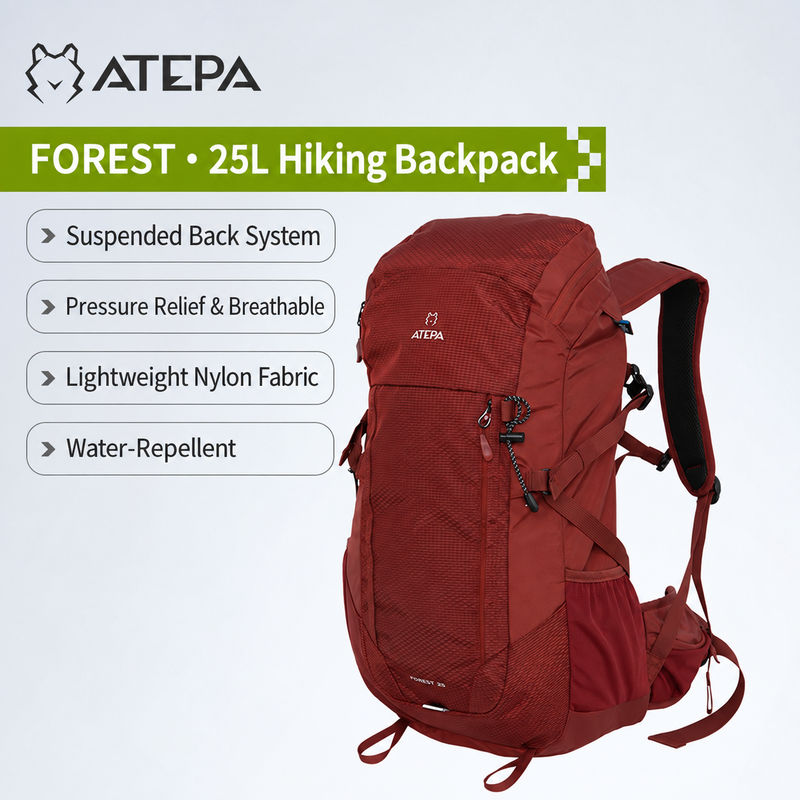 Laden Sie das Bild in Galerie -Viewer, ATEPA FOREST Day &amp; Multi-Day Hiking Backpack – Lightweight Hydration-Ready Pack with Rain Cover - 25L
