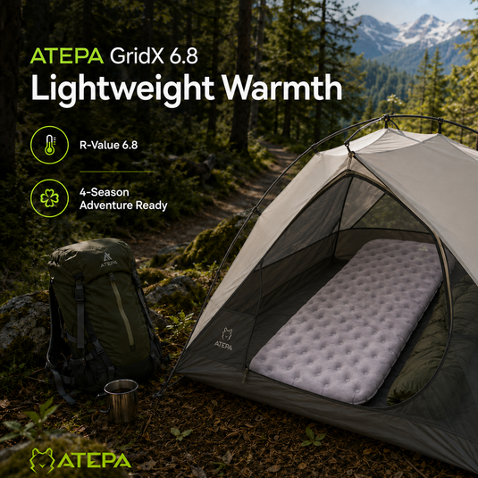ATEPA GridX 6.8 Ultralight Insulated Sleeping Pad – R‑Value 6.8