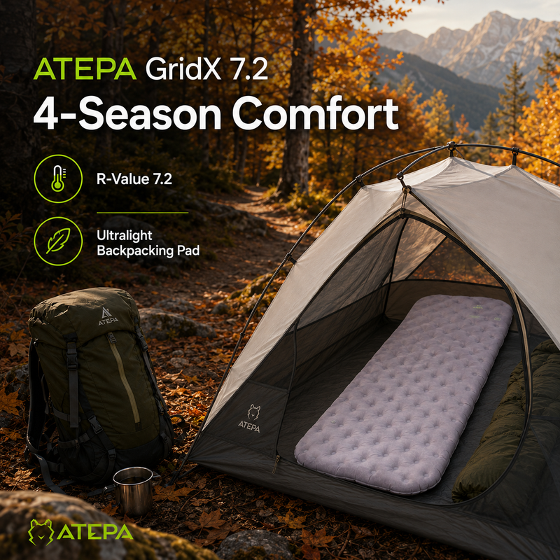 Load image into Gallery viewer, ATEPA GridX 7.2 Ultralight Insulated Sleeping Pad – R‑Value 7.2, 4‑Season Winter &amp; Backpacking Mat
