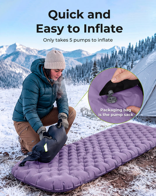 ATEPA GridX 8 Ultralight Insulated Sleeping Pad – R‑Value 8, Quick and Easy to Inflate