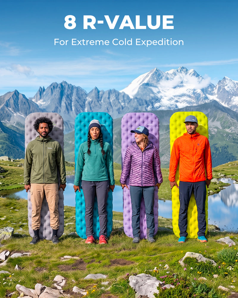 Load image into Gallery viewer, ATEPA GridX 8 Ultralight Insulated Sleeping Pad – R‑Value 8, 4‑Season Mat for Winter &amp; Backpacking Blue
