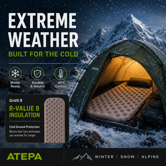 ATEPA GridX 8 Ultralight Insulated Sleeping Pad – R‑Value 8 Build for the Cold
