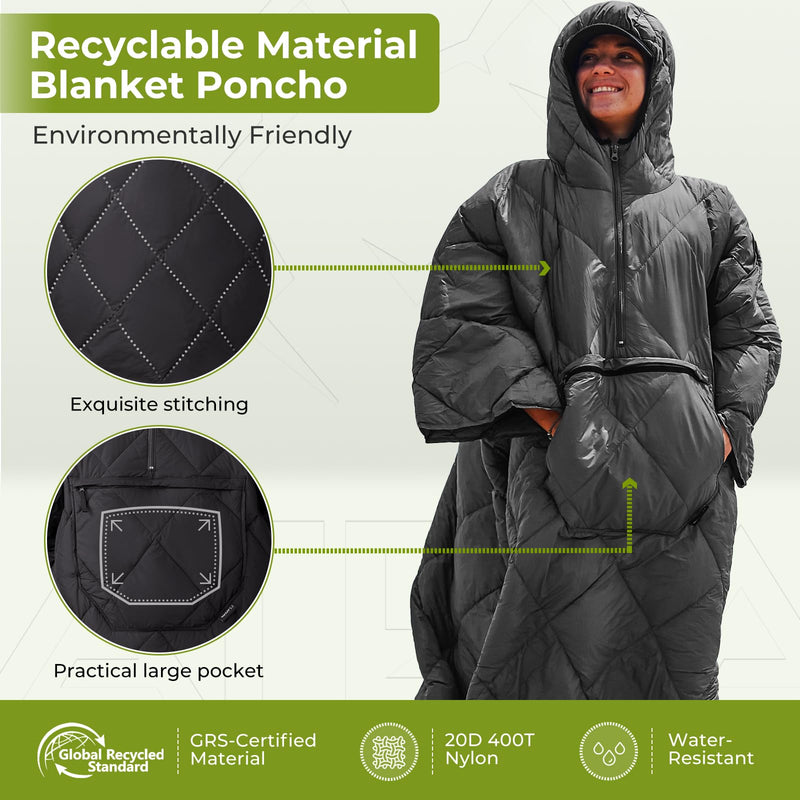 Load image into Gallery viewer, ATEPA Honcho Poncho Black with Practial Large Pocket
