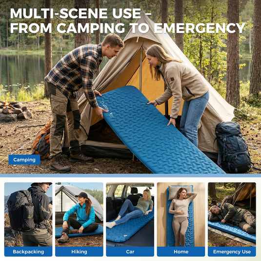 ATEPA HybridLoft 3 Ultralight Self‑Inflating Sleeping Pad – 4‑Side Compression, 3‑Season Compact Mat