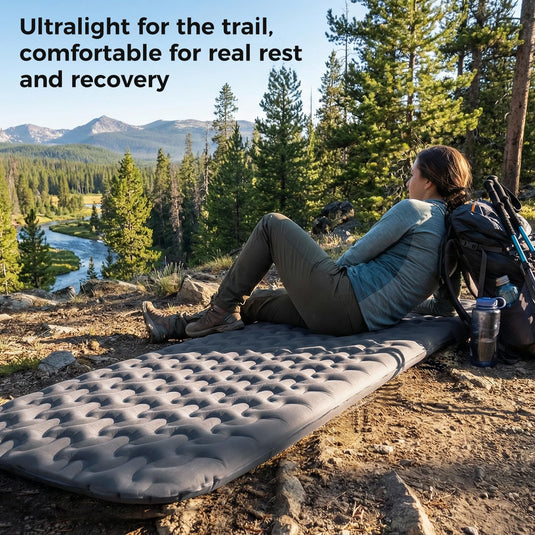 ATEPA HybridLoft 3 Ultralight Self‑Inflating Sleeping Pad – 4‑Side Compression, 3‑Season Compact Mat