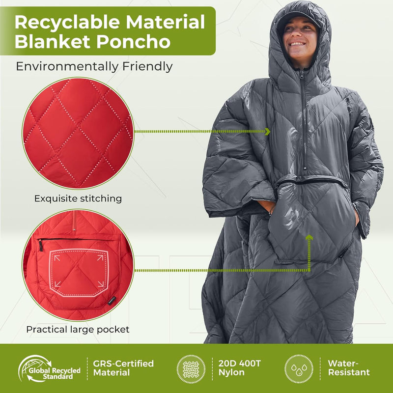 Load image into Gallery viewer, ATEPA MURANO 350 Honcho Poncho Water-resisitant Blanket Cloak Cape with Hat Red
