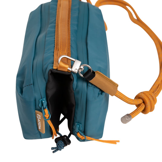 ATEPA Mini Trail Sling Bag, Unisex Lightweight Crossbody Pouch with Rope Strap, Dual Compartments & Bungee Storage Alpine Teal