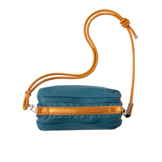 ATEPA Mini Trail Sling Bag, Unisex Lightweight Crossbody Pouch with Rope Strap, Dual Compartments & Bungee Storage Alpine Teal