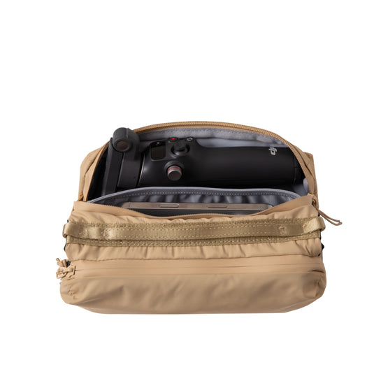 ATEPA Mini Trail Sling Bag, Unisex Lightweight Crossbody Pouch with Rope Strap, Dual Compartments & Bungee Storage Sand Khaki
