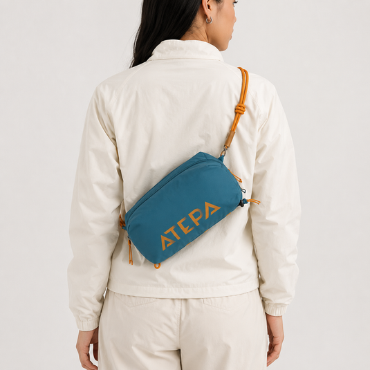ATEPA Mini Trail Sling Bag, Unisex Lightweight Crossbody Pouch with Rope Strap, Dual Compartments & Bungee Storage
