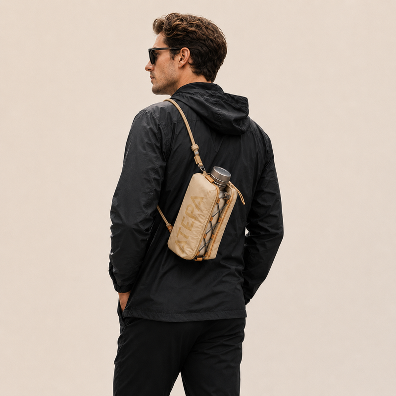 Load image into Gallery viewer, ATEPA Mini Trail Sling Bag, Unisex Lightweight Crossbody Pouch with Rope Strap, Dual Compartments &amp; Bungee Storage
