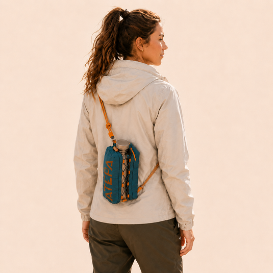 ATEPA Mini Trail Sling Bag, Unisex Lightweight Crossbody Pouch with Rope Strap, Dual Compartments & Bungee Storage