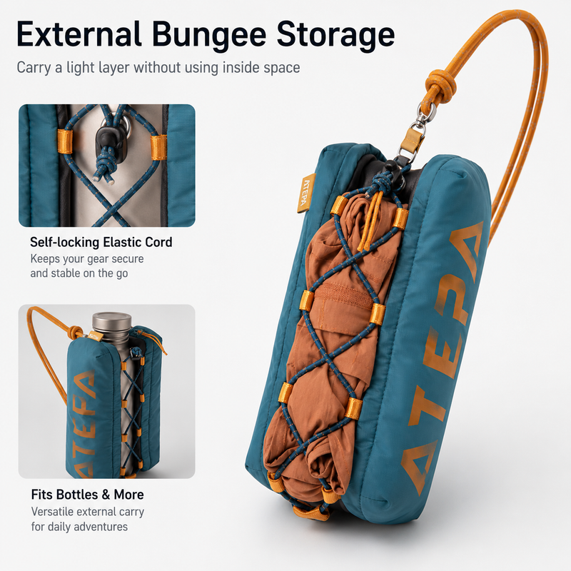 Load image into Gallery viewer, ATEPA Mini Trail Sling Bag, Unisex Lightweight Crossbody Pouch with Rope Strap, Dual Compartments &amp; Bungee Storage
