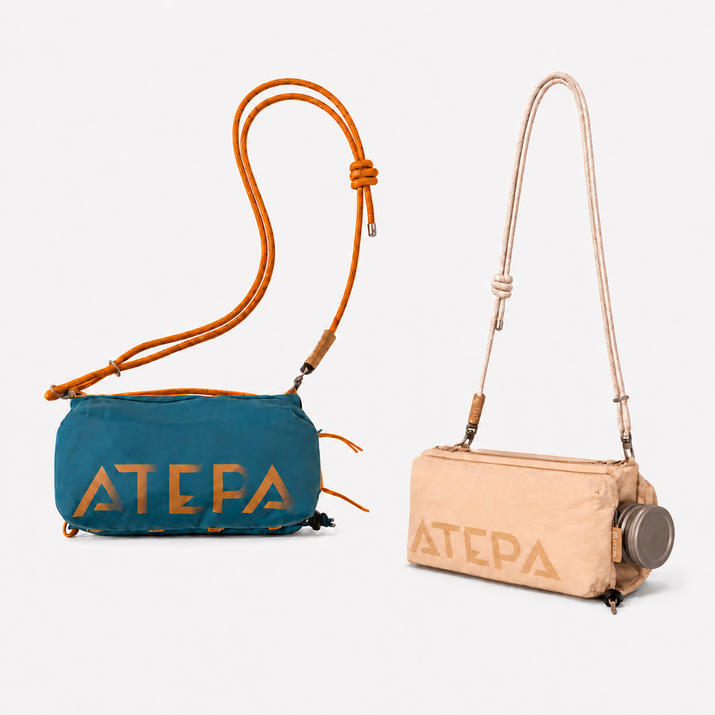 Load image into Gallery viewer, ATEPA Mini Trail Sling Bag, Unisex Lightweight Crossbody Pouch with Rope Strap, Dual Compartments &amp; Bungee Storage
