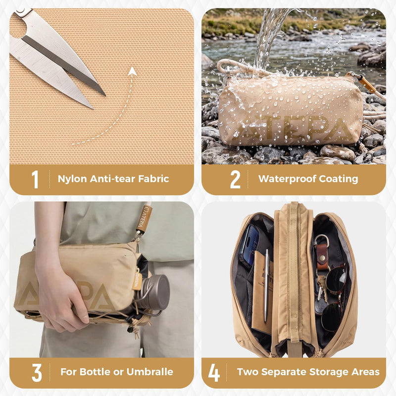 Load image into Gallery viewer, ATEPA Mini Trail Sling Bag, Unisex Lightweight Crossbody Pouch with Rope Strap, Dual Compartments &amp; Bungee Storage
