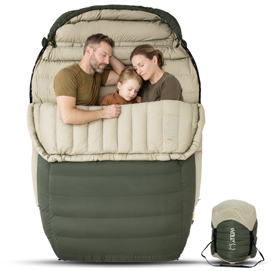ATEPA PROMOTER 2000 Premium Double Down Sleeping Bag for Couples | 650FP Duck Down • 23°F ISO Comfort • Cold Weather Camping