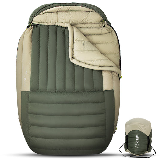 ATEPA PROMOTER 2000 Premium Double Down Sleeping Bag for Couples | 650FP Duck Down • 23°F ISO Comfort • Cold Weather Camping