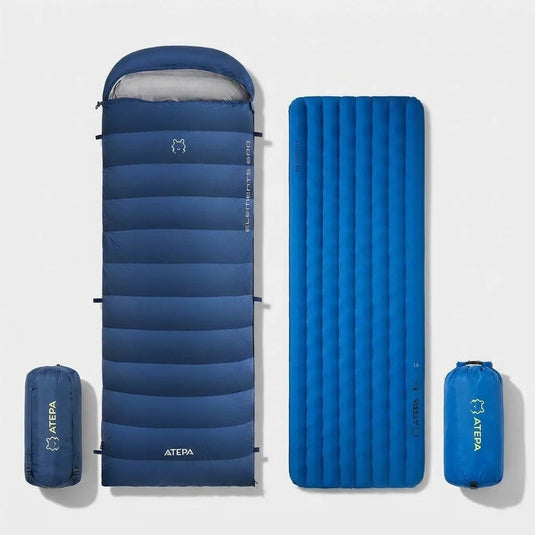 ATEPA Premium Camping Sleep Kit, Convertible Down Sleeping Bag & 4-Season Insulated Sleeping Pad