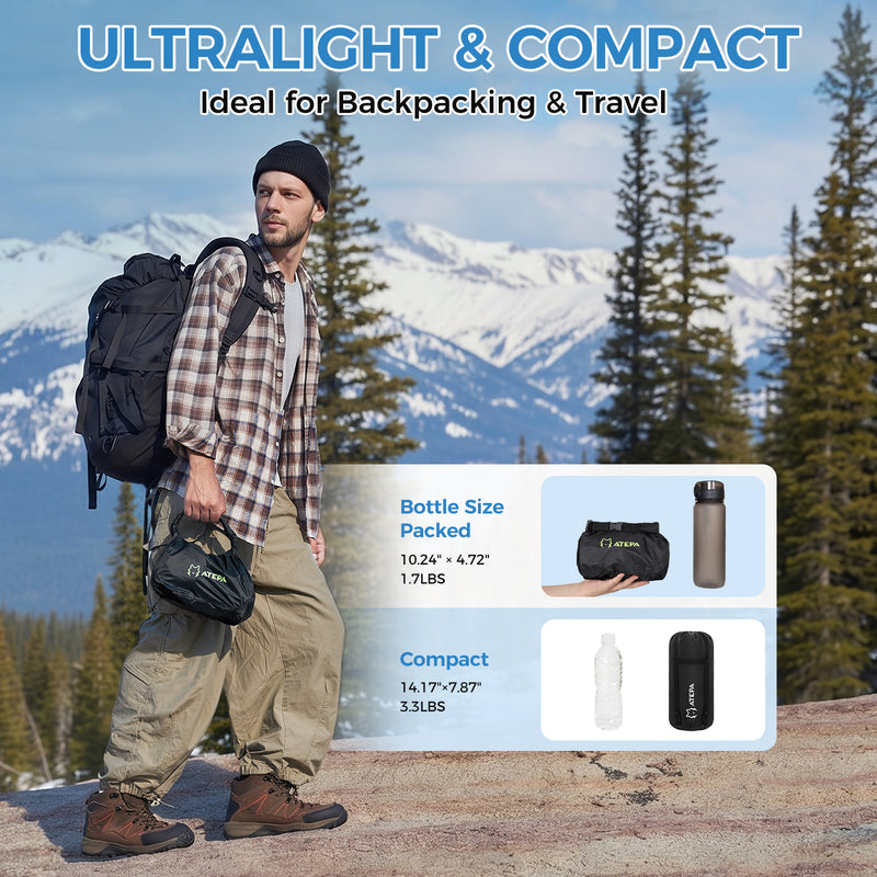 Load image into Gallery viewer, ATEPA Premium Camping Sleep Kit, Convertible Down Sleeping Bag &amp; 4-Season Insulated Sleeping Pad
