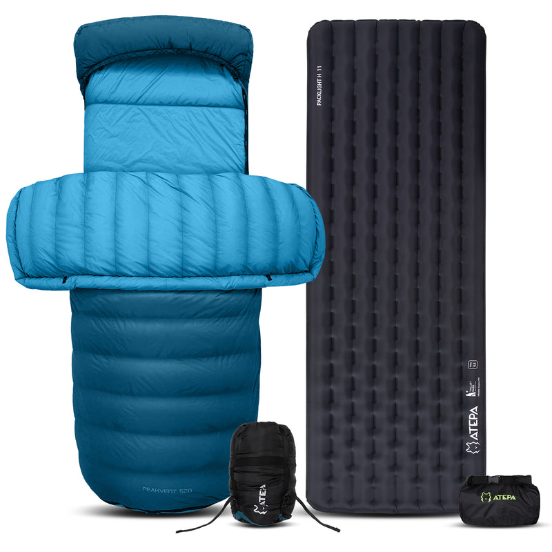 Load image into Gallery viewer, ATEPA Premium Sleep System Bundle – 4-Season Down Sleeping Bag &amp; R-6.6 Pad
