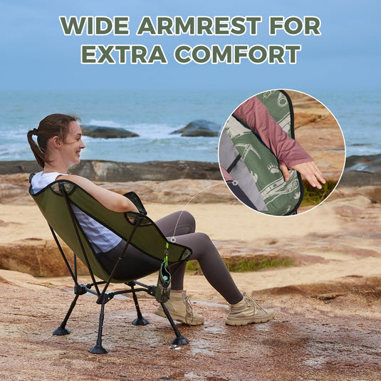 ATEPA UFO P30 Ultralight Camping Chair with Wide Armrest for Extra Comfort