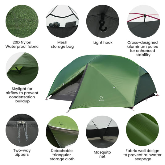 mesh tent ultralight ATEPA Ultralight 2-Person Backpacking Tent Grey