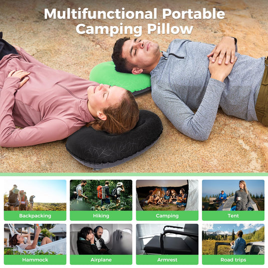 ATEPA Ultralight Inflatable Camping Pillow – Ergonomic Neck Support for Backpacking, Travel & Airplane 3-5 Sec Inflation, Leak-Proof, 90g