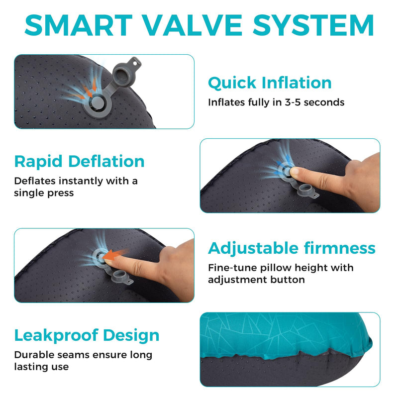 Load image into Gallery viewer, ATEPA Ultralight Inflatable Camping Pillow – Ergonomic Neck Support for Backpacking, Travel &amp; Airplane 3-5 Sec Inflation, Leak-Proof, 90g Peacock Blue
