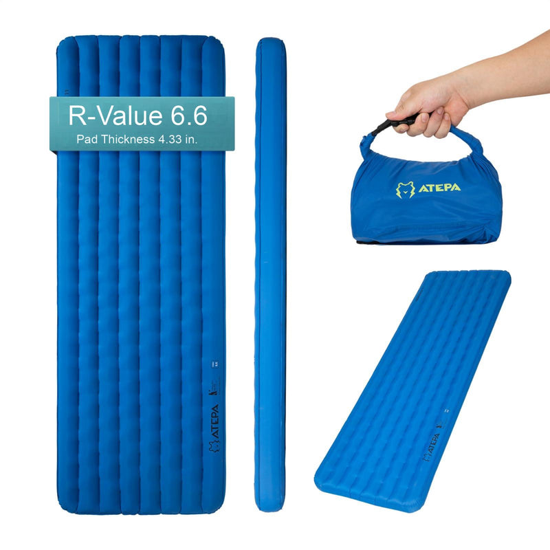 Load image into Gallery viewer, ATEPA Ultralight Insulated Inflatable Sleeping Pad R Value 6.6 Blue
