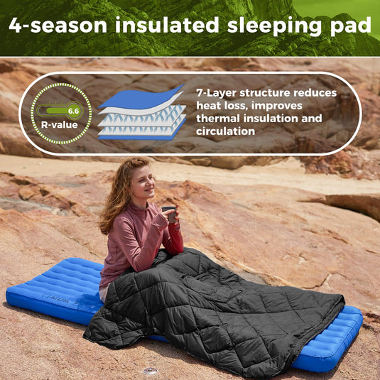 ATEPA Ultralight Insulated Inflatable Sleeping Pad R Value 6.6