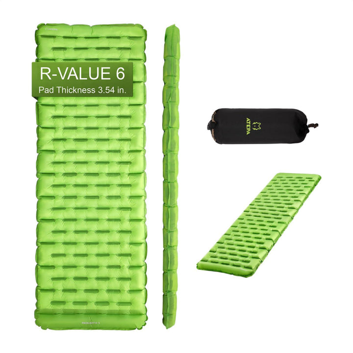 ATEPA Ultralight Insulated Sleeping Pad R Value 6 with Pump Sack – BRoadout