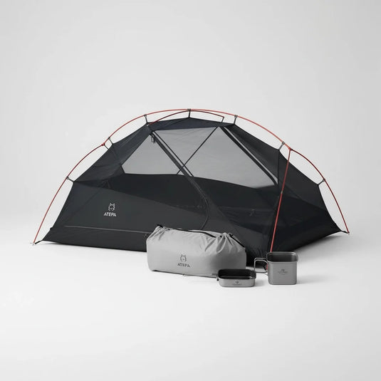 ATEPA Voyage LT 2 Backpacking Tent + Cook'n'Escape Titanium Cookset – Ultralight Camping Bundle for Two