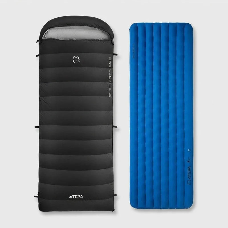 Load image into Gallery viewer, ATEPA Winter Backpacking Sleep Kit, 600g Down Sleeping Bag &amp; 4-Season Insulated Camping Pad

