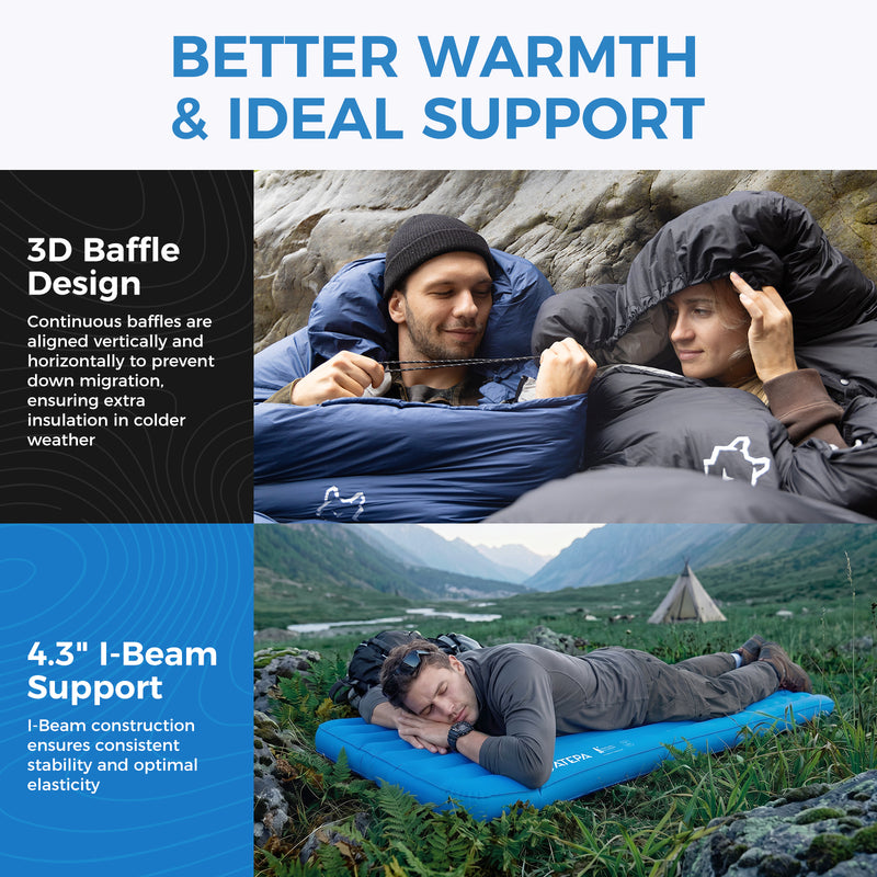Load image into Gallery viewer, ATEPA Winter Backpacking Sleep Kit, 600g Down Sleeping Bag &amp; 4-Season Insulated Camping Pad
