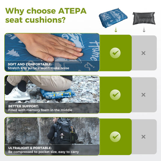 ATEPA BUBBLE 5.0 Trail Seat Inflatable Seat Cushion can be Compressed to Pocket Size, Easy to Carry