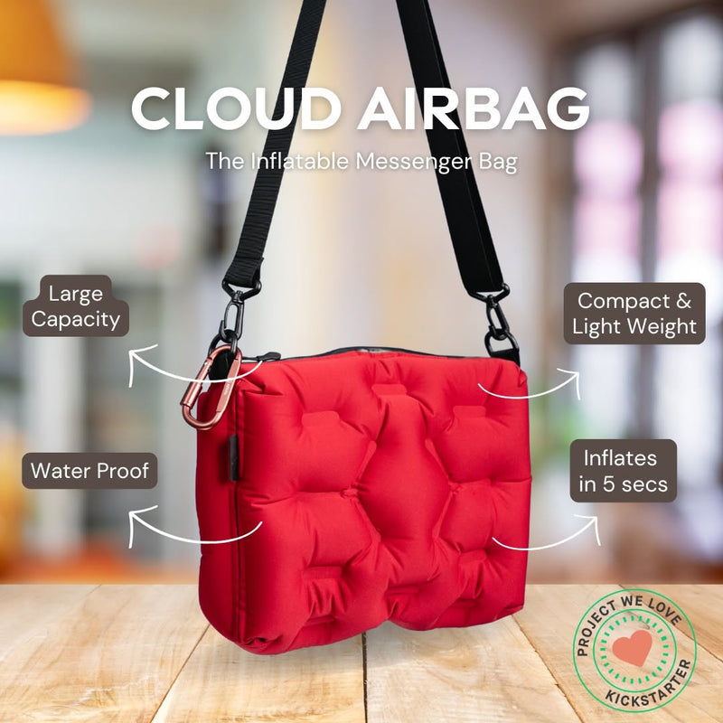 Load image into Gallery viewer, ATEPA Cloud AirBag – Ultra-Light Inflatable Shoulder Bag, Pillow, Lumbar Support &amp; Cushion Red
