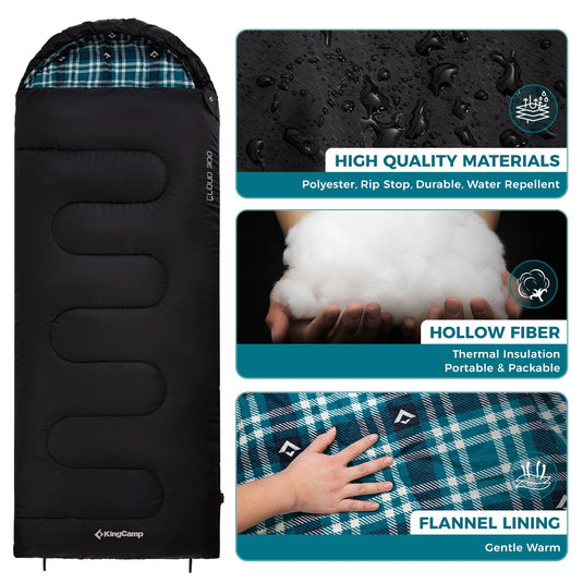 KingCamp CLOUDY 300 Flannel Lined Sleeping Bag