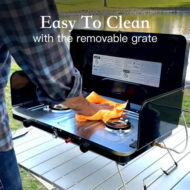 Load image into Gallery viewer, FINEFLAME Portable Gas Stove with 2 Adjustable Burners
