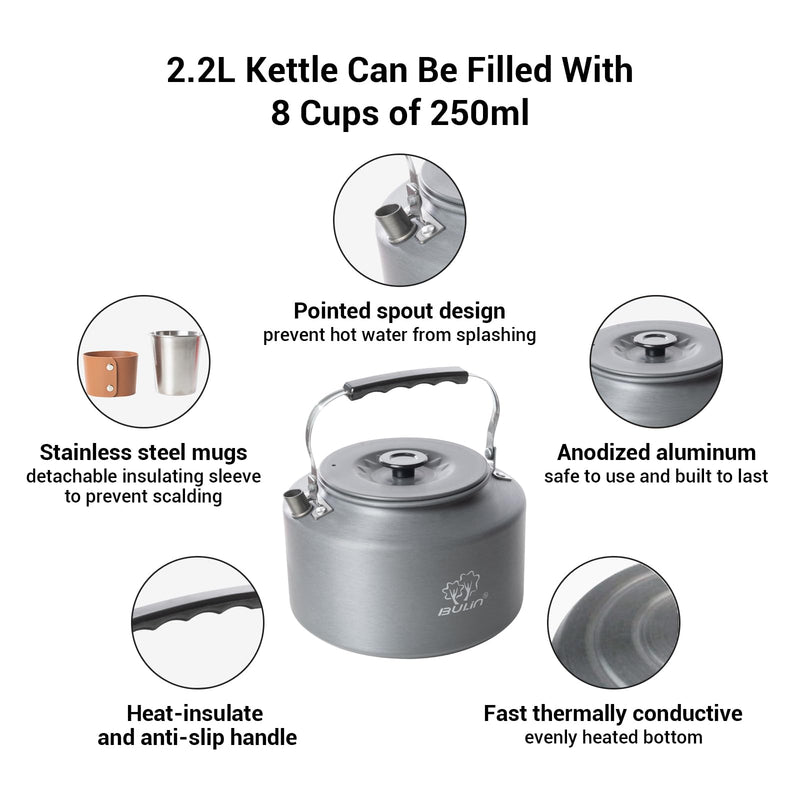 Load image into Gallery viewer, BULIN Camping Kettle Set with 4 Cups
