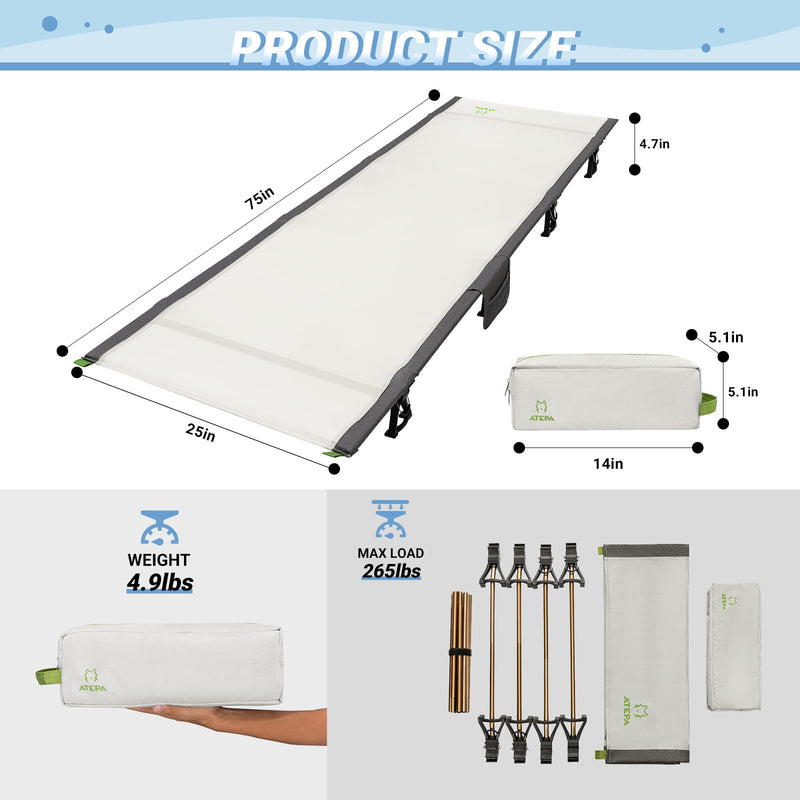 Load image into Gallery viewer, ATEPA Lectulo Ultralight Folding Cot Camping Cot
